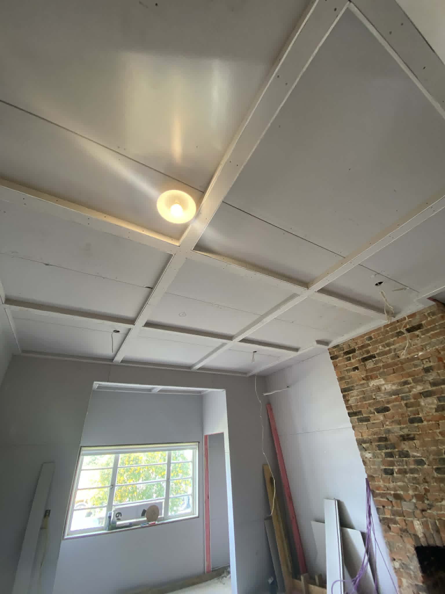 Coffered ceiling before gib stopping